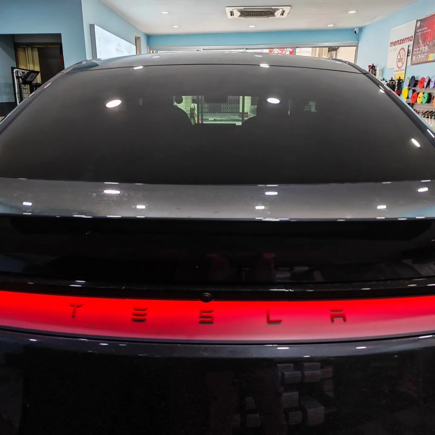 Rear window of the Tesla Model Y